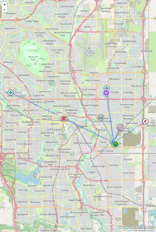 Daily accessibility map for 3 ERIN PARK CL SE, Calgary showing nearby schools, grocery stores, parks, LRT stations and nearby amenities