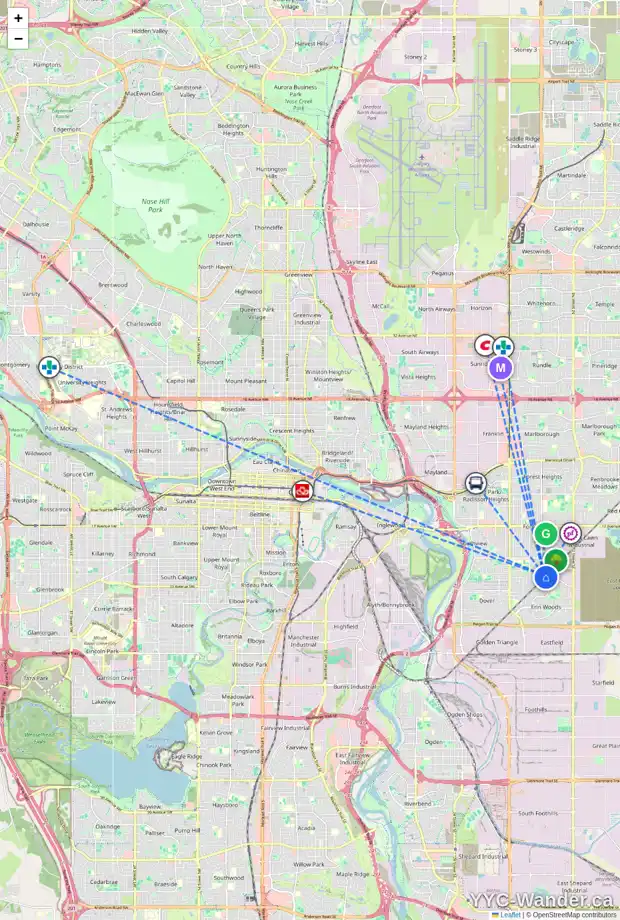 Daily accessibility map for 3102 DOVERVILLE CR SE, Calgary showing nearby schools, grocery stores, parks, LRT stations and nearby amenities