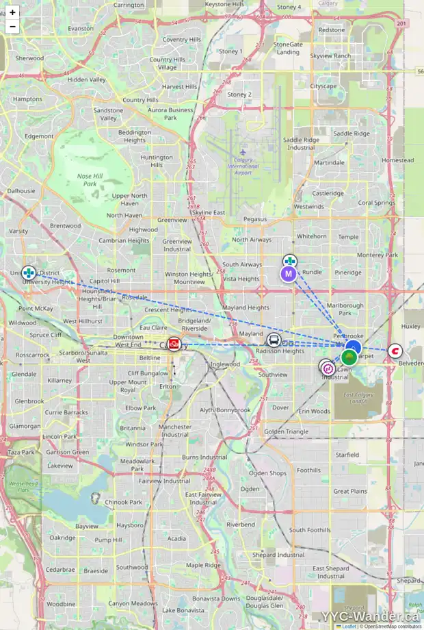 Daily accessibility map for 6135 PENBROOKE DR SE, Calgary showing nearby schools, grocery stores, parks, LRT stations and nearby amenities