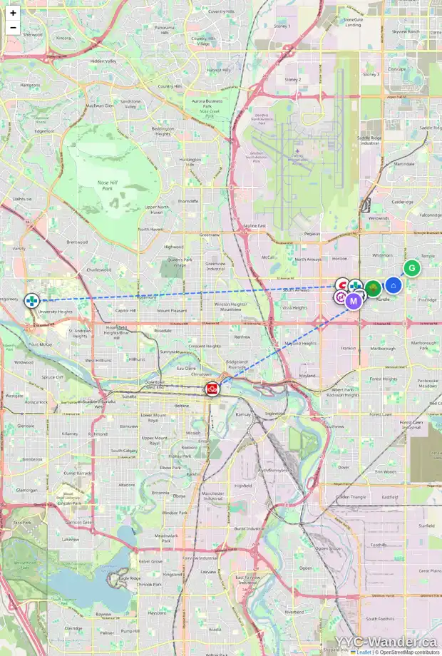 Daily accessibility map for 903 RUNDLESIDE DR NE, Calgary showing nearby schools, grocery stores, parks, LRT stations and nearby amenities