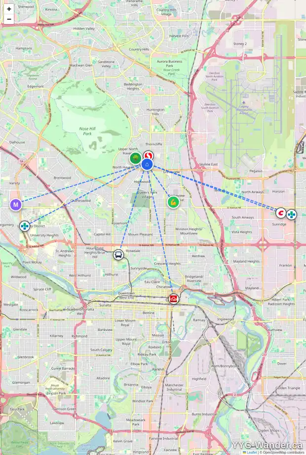Daily accessibility map for 5224 TERRY RD NW, Calgary showing nearby schools, grocery stores, parks, LRT stations and nearby amenities