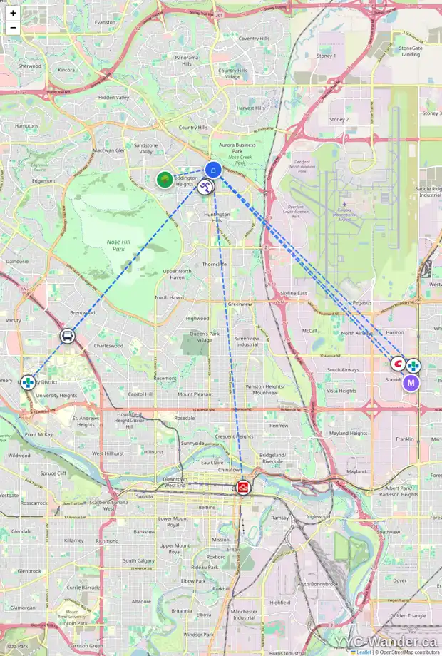 Daily accessibility map for 260 BEDDINGTON CI NE, Calgary showing nearby schools, grocery stores, parks, LRT stations and nearby amenities