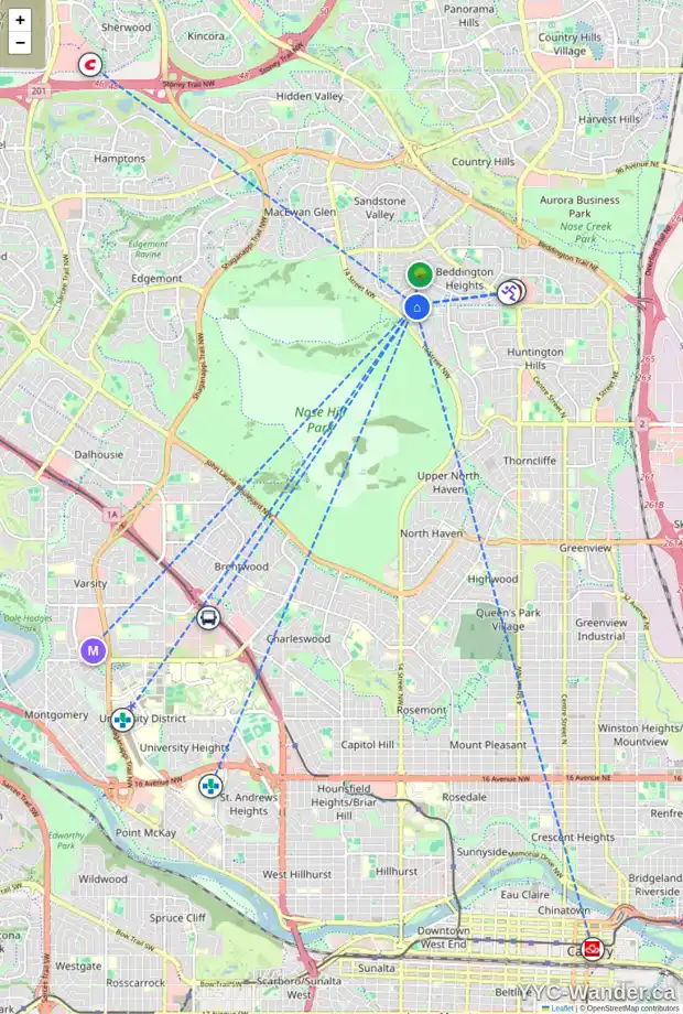Daily accessibility map for 116 BERMONDSEY WY NW, Calgary showing nearby schools, grocery stores, parks, LRT stations and nearby amenities