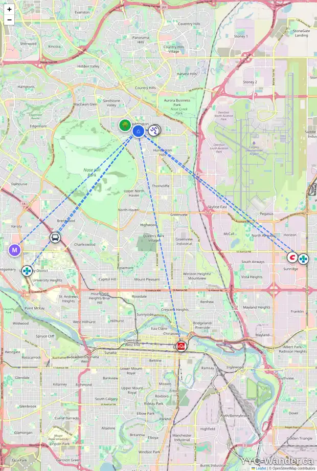 Daily accessibility map for 130 BERKLEY WY NW, Calgary showing nearby schools, grocery stores, parks, LRT stations and nearby amenities