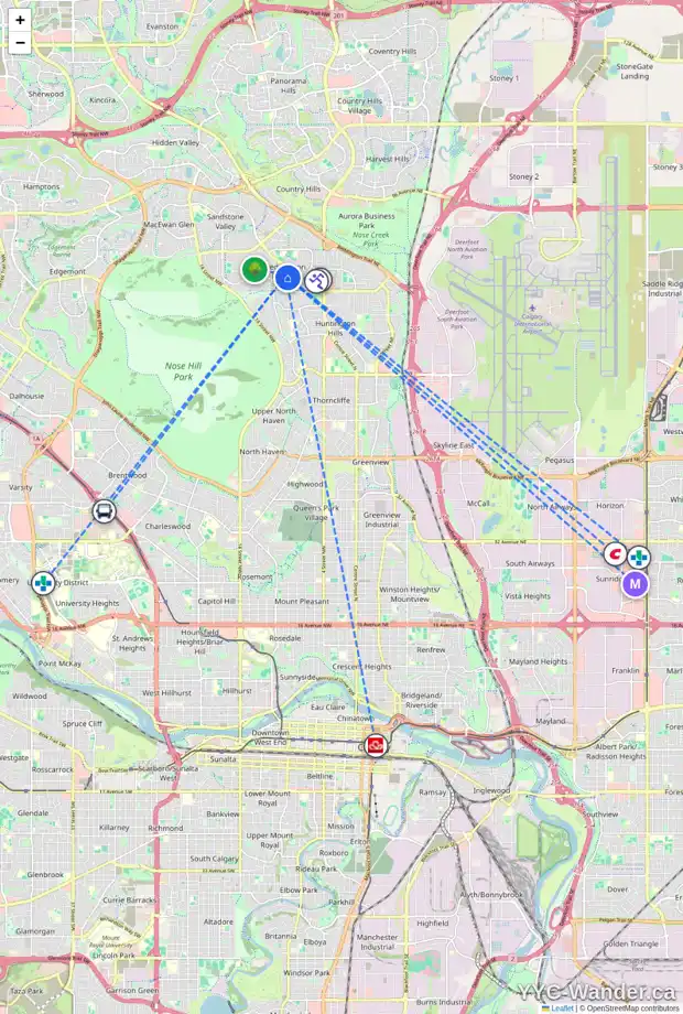Daily accessibility map for 31 BERKLEY CO NW, Calgary showing nearby schools, grocery stores, parks, LRT stations and nearby amenities