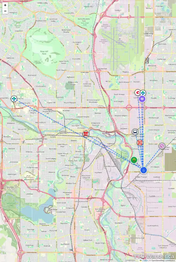Daily accessibility map for 332 DOVERVIEW CR SE, Calgary showing nearby schools, grocery stores, parks, LRT stations and nearby amenities