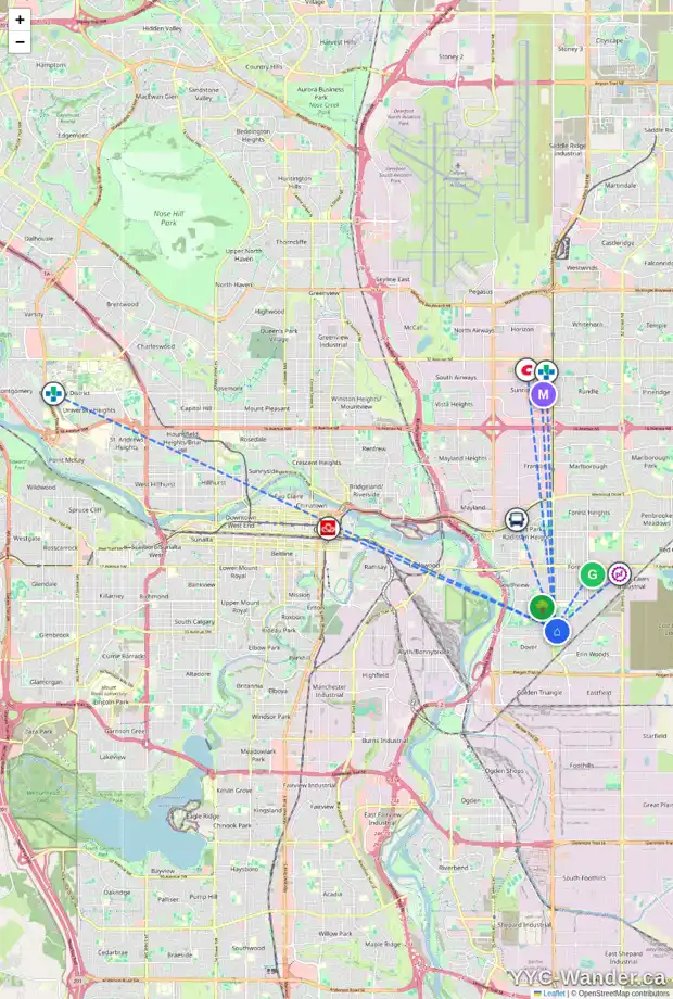 Daily accessibility map for 103 DOVERCLIFFE WY SE, Calgary showing nearby schools, grocery stores, parks, LRT stations and nearby amenities