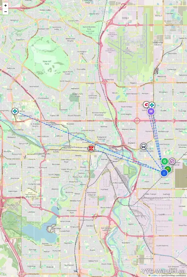 Daily accessibility map for 3024 DOVERVILLE CR SE, Calgary showing nearby schools, grocery stores, parks, LRT stations and nearby amenities