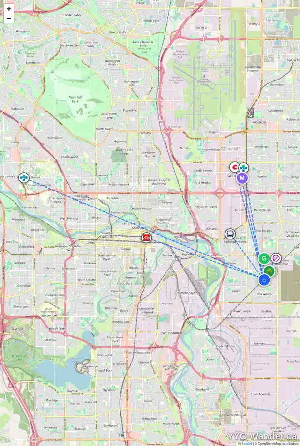 Daily accessibility map for 3104 DOVERVILLE CR SE, Calgary showing nearby schools, grocery stores, parks, LRT stations and nearby amenities