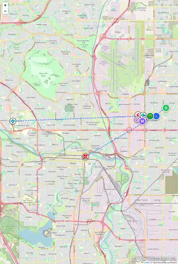 Daily accessibility map for 635 RUNDLESIDE DR NE, Calgary showing nearby schools, grocery stores, parks, LRT stations and nearby amenities