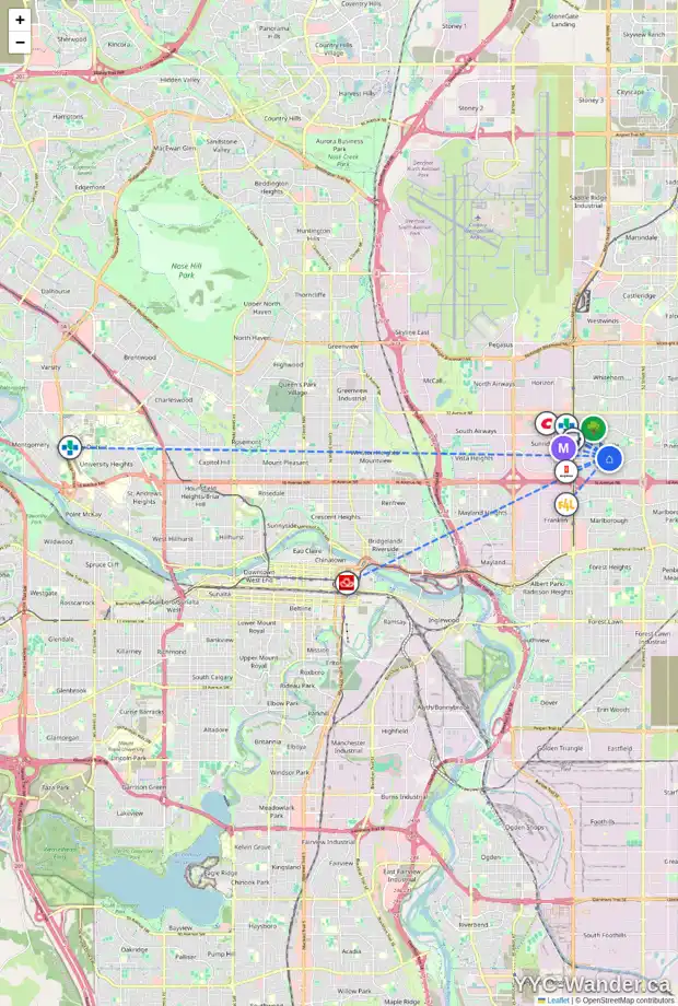 Daily accessibility map for 4743 RUNDLEWOOD DR NE, Calgary showing nearby schools, grocery stores, parks, LRT stations and nearby amenities