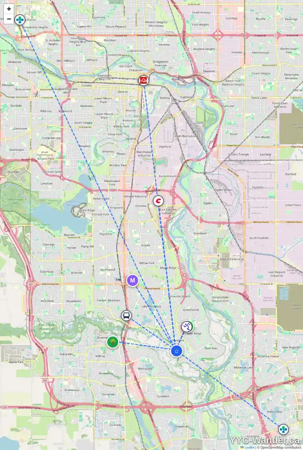 Daily accessibility map for 339 PARKVIEW CR SE, Calgary showing nearby schools, grocery stores, parks, LRT stations and nearby amenities