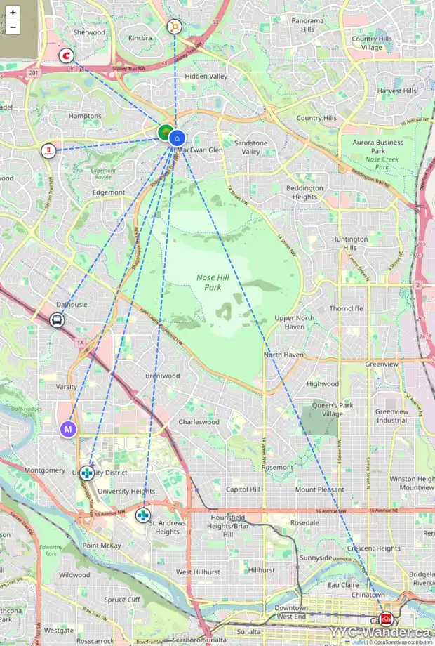 Daily accessibility map for 331 EDGEBROOK GV NW, Calgary showing nearby schools, grocery stores, parks, LRT stations and nearby amenities