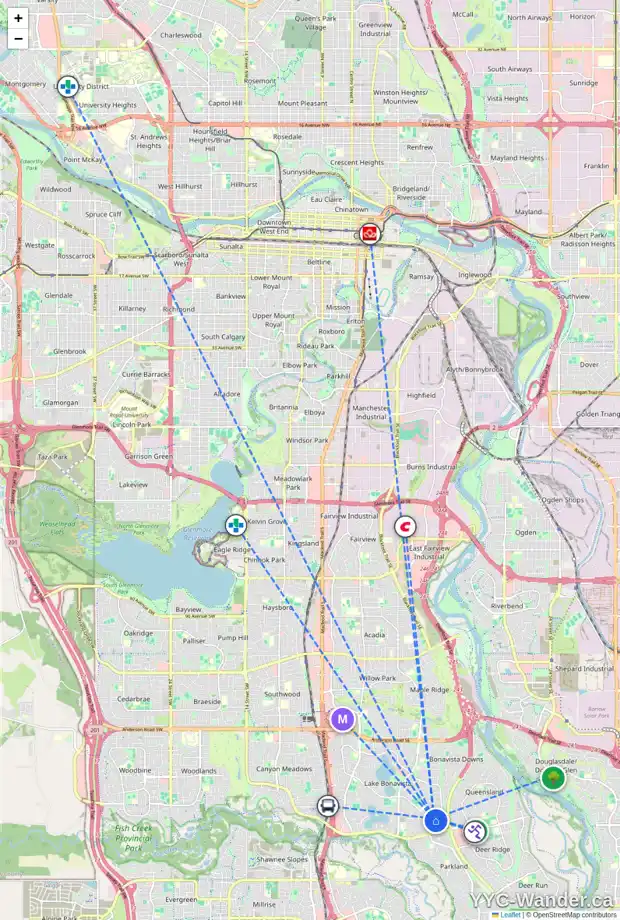 Daily accessibility map for 1540 LAKE BONAVISTA DR SE, Calgary showing nearby schools, grocery stores, parks, LRT stations and nearby amenities