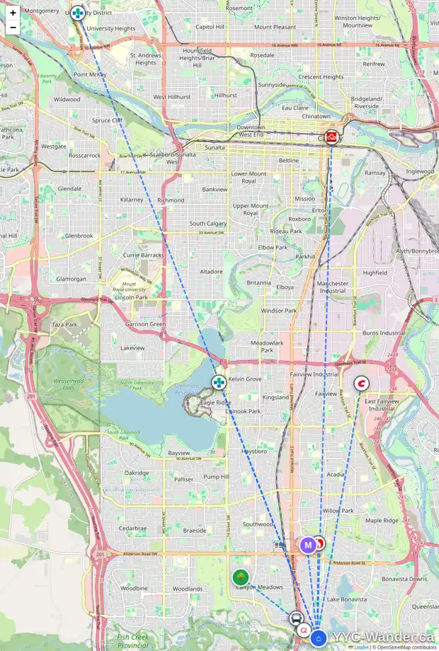 Daily accessibility map for 638 LAKE SIMCOE CL SE, Calgary showing nearby schools, grocery stores, parks, LRT stations and nearby amenities