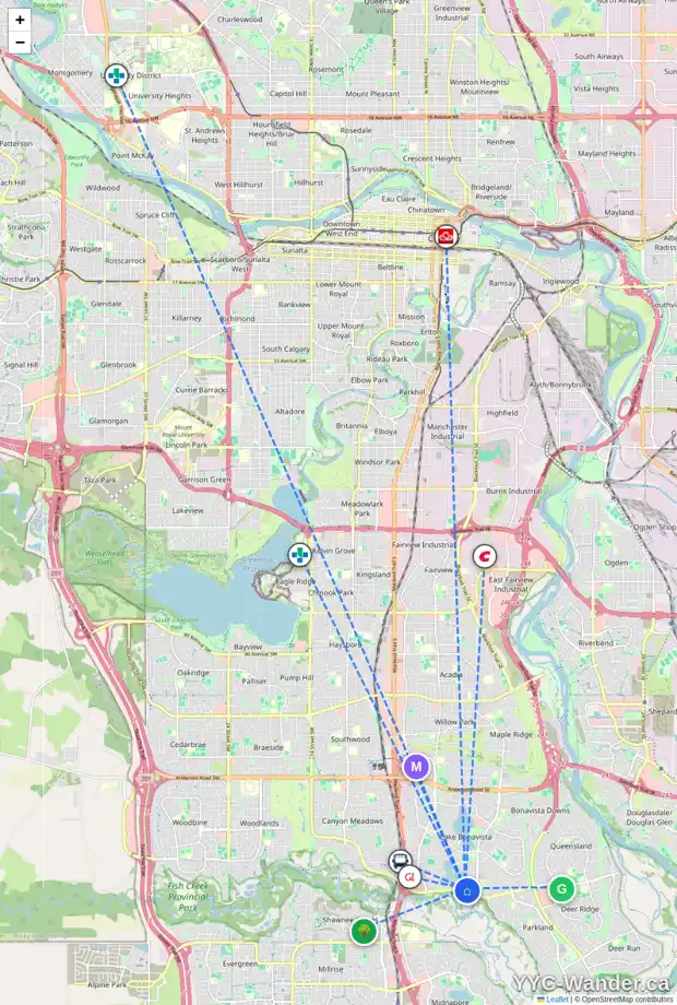 Daily accessibility map for 4 LAKE PLACID RI SE, Calgary showing nearby schools, grocery stores, parks, LRT stations and nearby amenities
