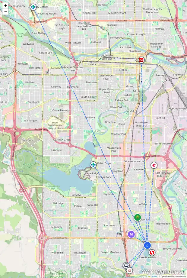 Daily accessibility map for 28 LAKE LINNET CL SE, Calgary showing nearby schools, grocery stores, parks, LRT stations and nearby amenities