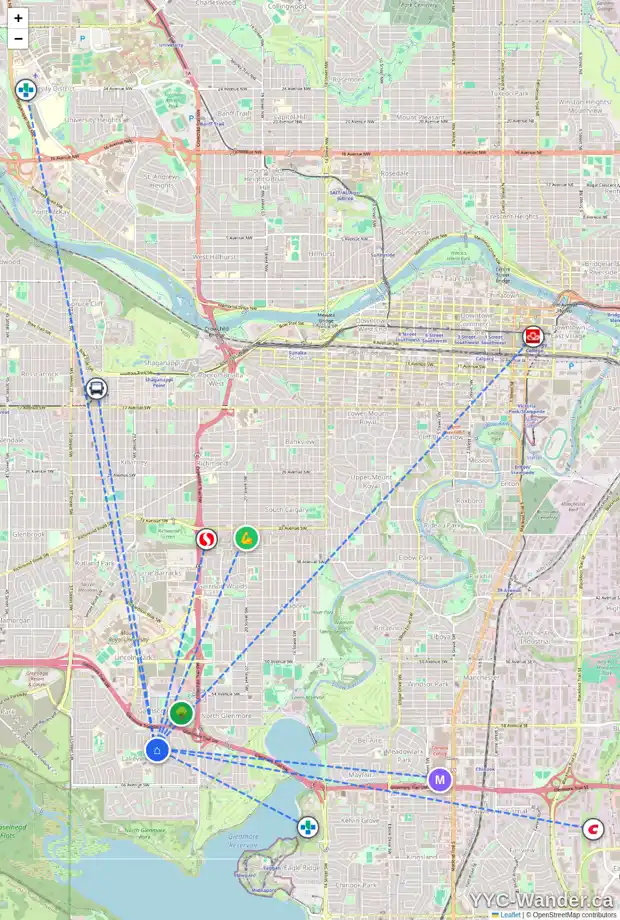 Daily accessibility map for 2913 LATHOM CR SW, Calgary showing nearby schools, grocery stores, parks, LRT stations and nearby amenities