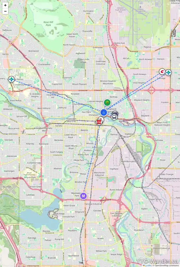 Daily accessibility map for 449 MARSH RD NE, Calgary showing nearby schools, grocery stores, parks, LRT stations and nearby amenities
