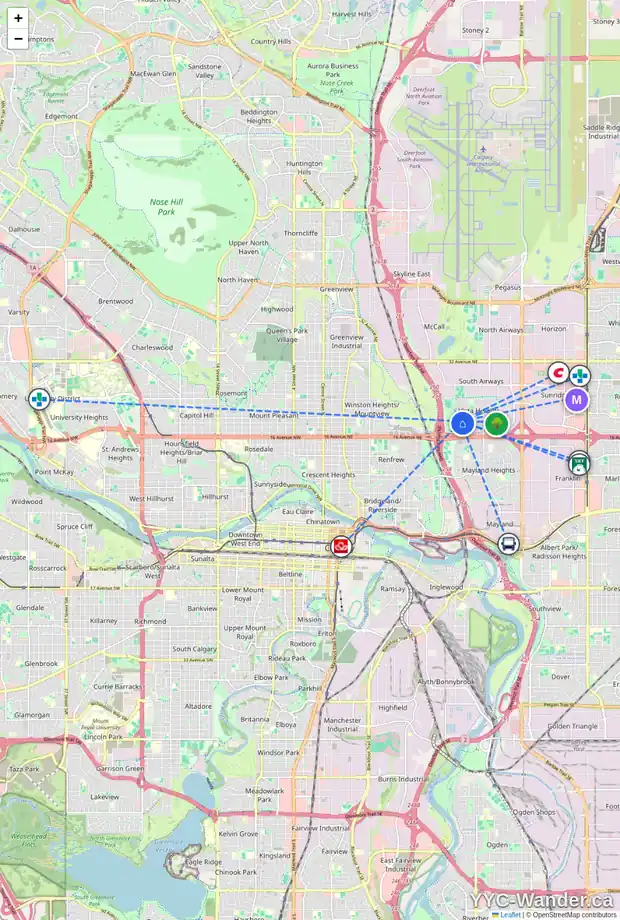 Daily accessibility map for 43 VAN HORNE CR NE, Calgary showing nearby schools, grocery stores, parks, LRT stations and nearby amenities