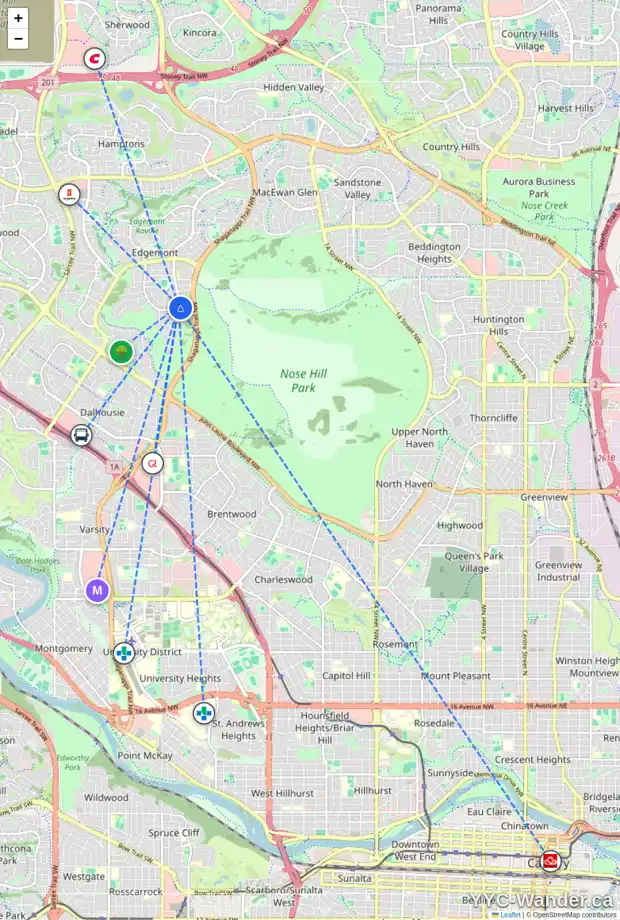 Daily accessibility map for 188 EDENWOLD DR NW, Calgary showing nearby schools, grocery stores, parks, LRT stations and nearby amenities