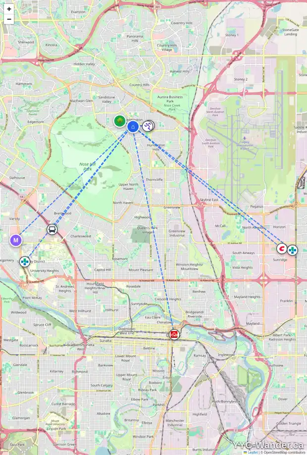 Daily accessibility map for 132 BERKLEY WY NW, Calgary showing nearby schools, grocery stores, parks, LRT stations and nearby amenities