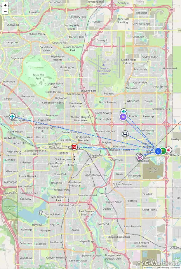 Daily accessibility map for 27 APPLEWOOD DR SE, Calgary showing nearby schools, grocery stores, parks, LRT stations and nearby amenities