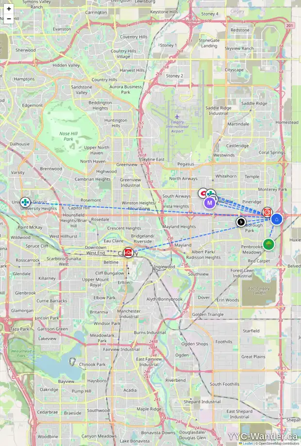 Daily accessibility map for 132 ABINGDON WY NE, Calgary showing nearby schools, grocery stores, parks, LRT stations and nearby amenities