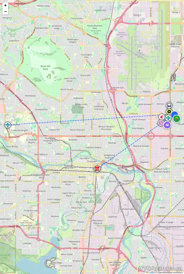 Daily accessibility map for 3224 RUNDLELAWN RD NE, Calgary showing nearby schools, grocery stores, parks, LRT stations and nearby amenities