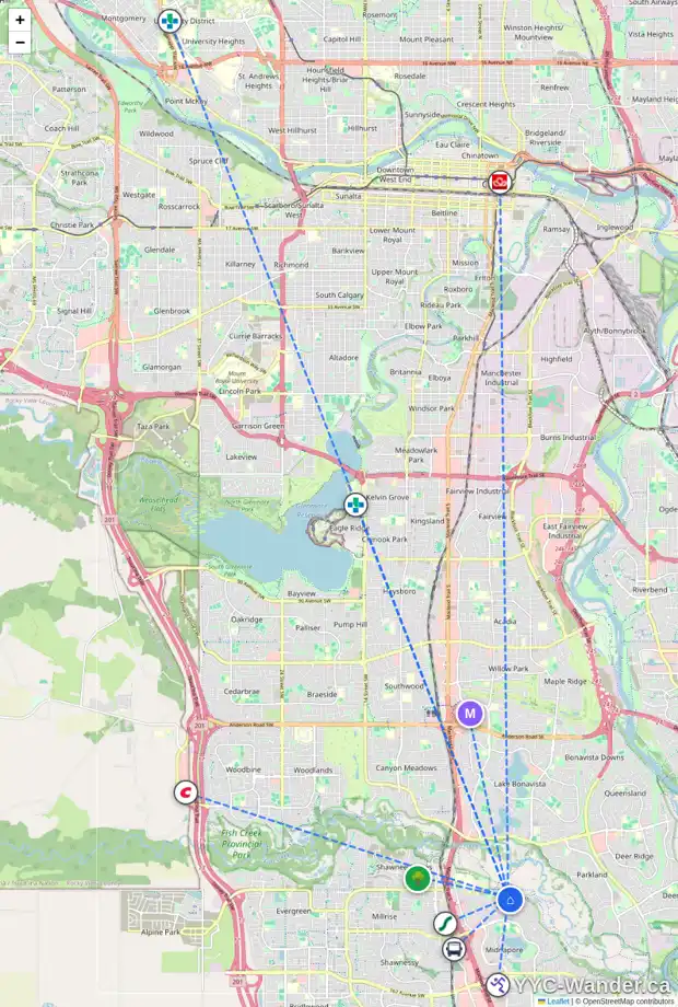 Daily accessibility map for 35 MIDRIDGE CL SE, Calgary showing nearby schools, grocery stores, parks, LRT stations and nearby amenities