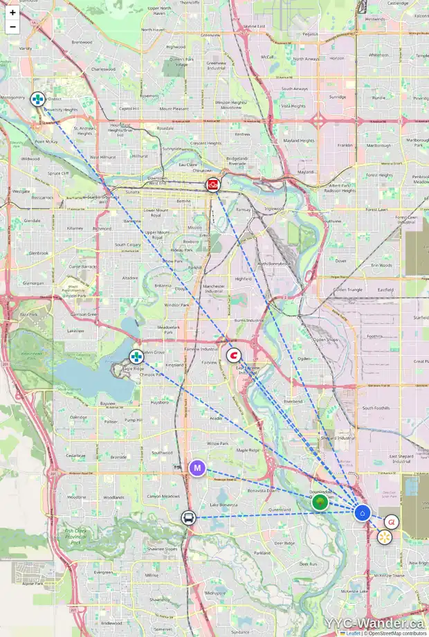 Daily accessibility map for 161 DOUGLAS RIDGE PL SE, Calgary showing nearby schools, grocery stores, parks, LRT stations and nearby amenities