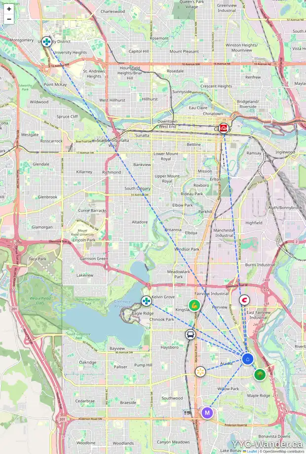 Daily accessibility map for 9339 ALLISON DR SE, Calgary showing nearby schools, grocery stores, parks, LRT stations and nearby amenities
