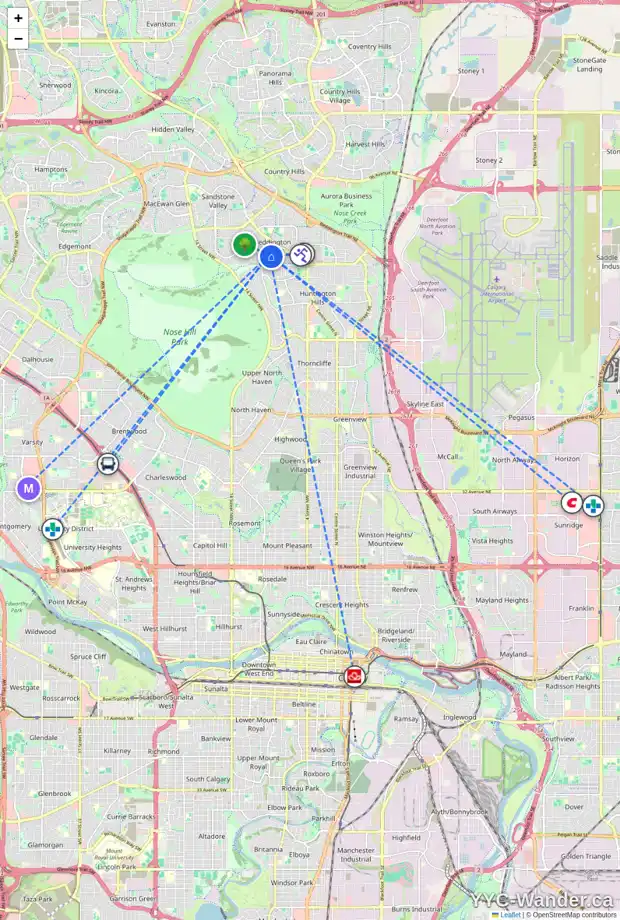 Daily accessibility map for 134 BERKLEY WY NW, Calgary showing nearby schools, grocery stores, parks, LRT stations and nearby amenities