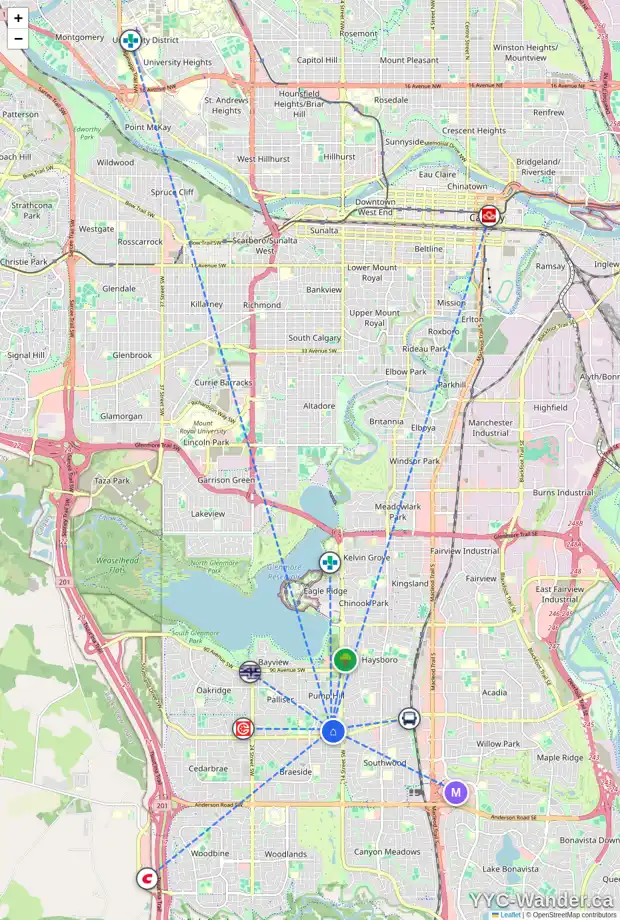 Daily accessibility map for 316 PUMP HILL CR SW, Calgary showing nearby schools, grocery stores, parks, LRT stations and nearby amenities