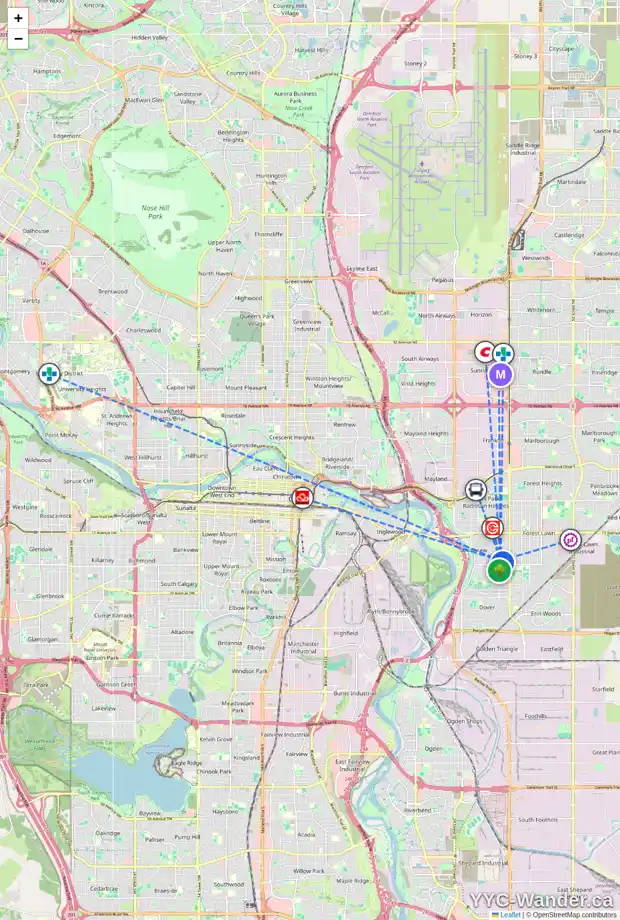 Daily accessibility map for 2525 SABLE DR SE, Calgary showing nearby schools, grocery stores, parks, LRT stations and nearby amenities