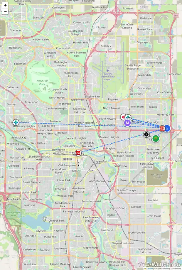 Daily accessibility map for 347 ELDORADO PL NE, Calgary showing nearby schools, grocery stores, parks, LRT stations and nearby amenities