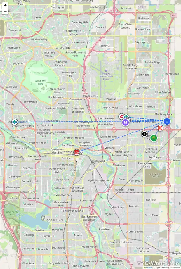 Daily accessibility map for 336 DEL RAY RD NE, Calgary showing nearby schools, grocery stores, parks, LRT stations and nearby amenities