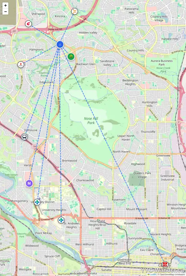 Daily accessibility map for 120 HAMPSTEAD TC NW, Calgary showing nearby schools, grocery stores, parks, LRT stations and nearby amenities