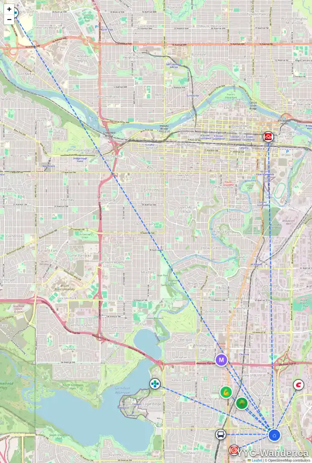 Daily accessibility map for 416 ATTICA DR SE, Calgary showing nearby schools, grocery stores, parks, LRT stations and nearby amenities