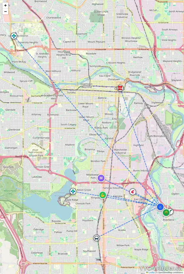 Daily accessibility map for 776 RIVERBEND DR SE, Calgary showing nearby schools, grocery stores, parks, LRT stations and nearby amenities