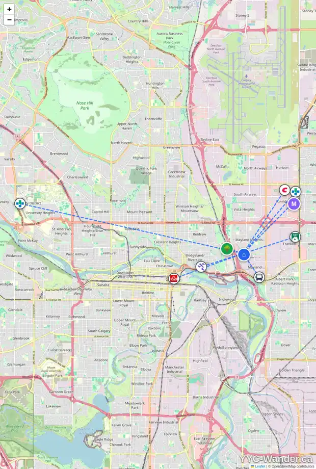 Daily accessibility map for 1807 MUSKOKA DR NE, Calgary showing nearby schools, grocery stores, parks, LRT stations and nearby amenities