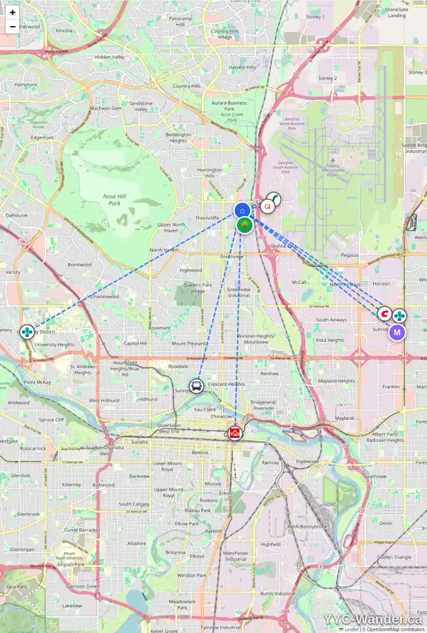 Daily accessibility map for 535 BLACKTHORN RD NE, Calgary showing nearby schools, grocery stores, parks, LRT stations and nearby amenities