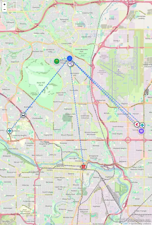 Daily accessibility map for 135 BERMUDA DR NW, Calgary showing nearby schools, grocery stores, parks, LRT stations and nearby amenities