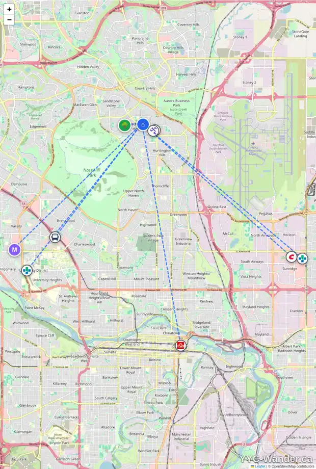 Daily accessibility map for 135 BERMUDA CL NW, Calgary showing nearby schools, grocery stores, parks, LRT stations and nearby amenities