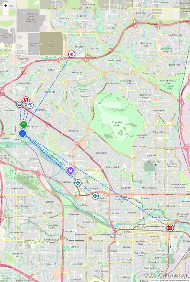 Daily accessibility map for 123 SILVER VALLEY BV NW, Calgary showing nearby schools, grocery stores, parks, LRT stations and nearby amenities