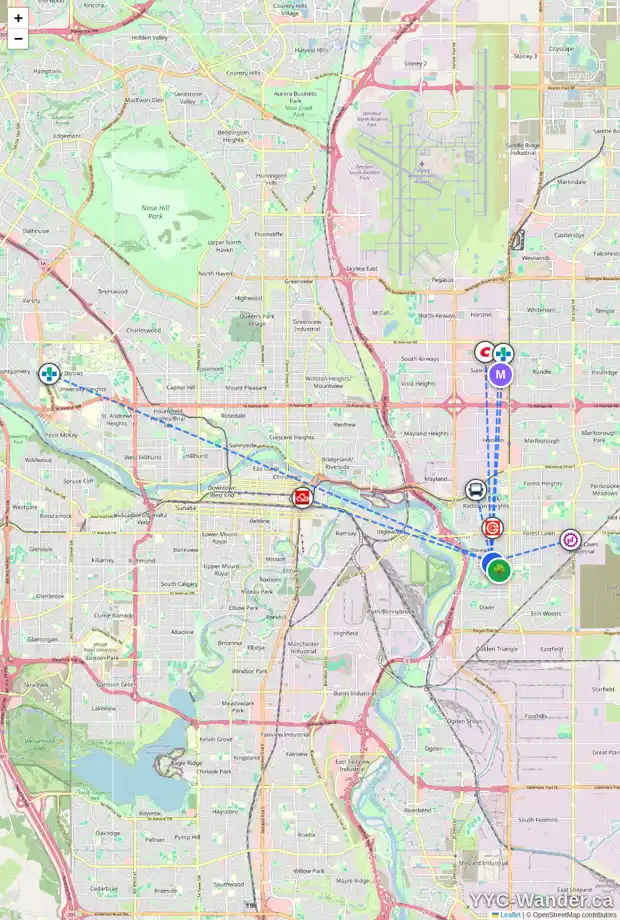 Daily accessibility map for 2432 FIR DR SE, Calgary showing nearby schools, grocery stores, parks, LRT stations and nearby amenities