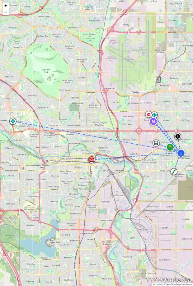 Daily accessibility map for 107 PENWORTH CR SE, Calgary showing nearby schools, grocery stores, parks, LRT stations and nearby amenities