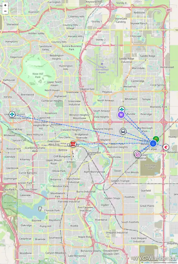 Daily accessibility map for 428 PENBROOKE CR SE, Calgary showing nearby schools, grocery stores, parks, LRT stations and nearby amenities