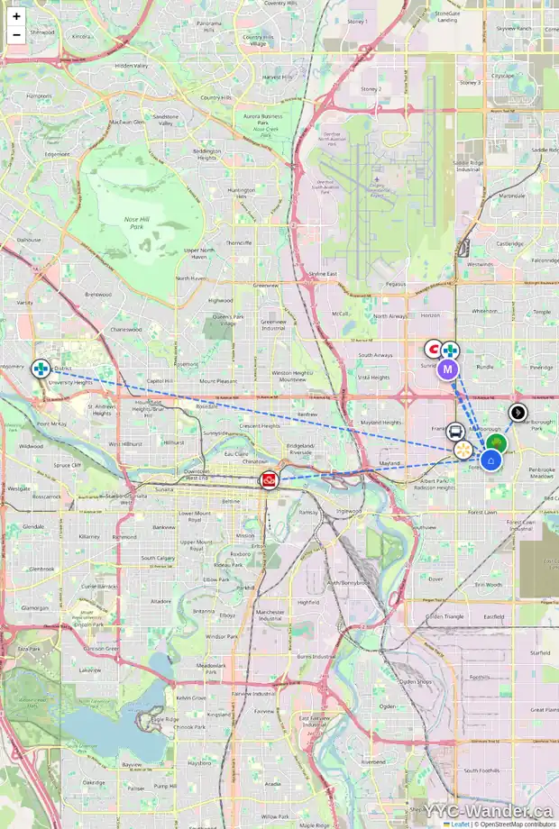 Daily accessibility map for 4406 FORDHAM CR SE, Calgary showing nearby schools, grocery stores, parks, LRT stations and nearby amenities