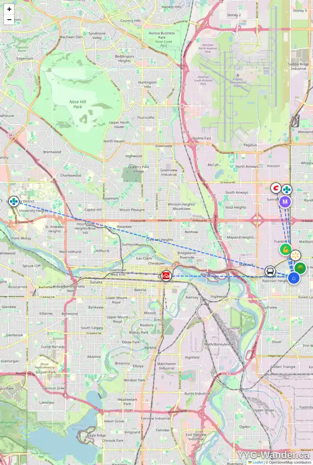 Daily accessibility map for 69A FONDA GR SE, Calgary showing nearby schools, grocery stores, parks, LRT stations and nearby amenities